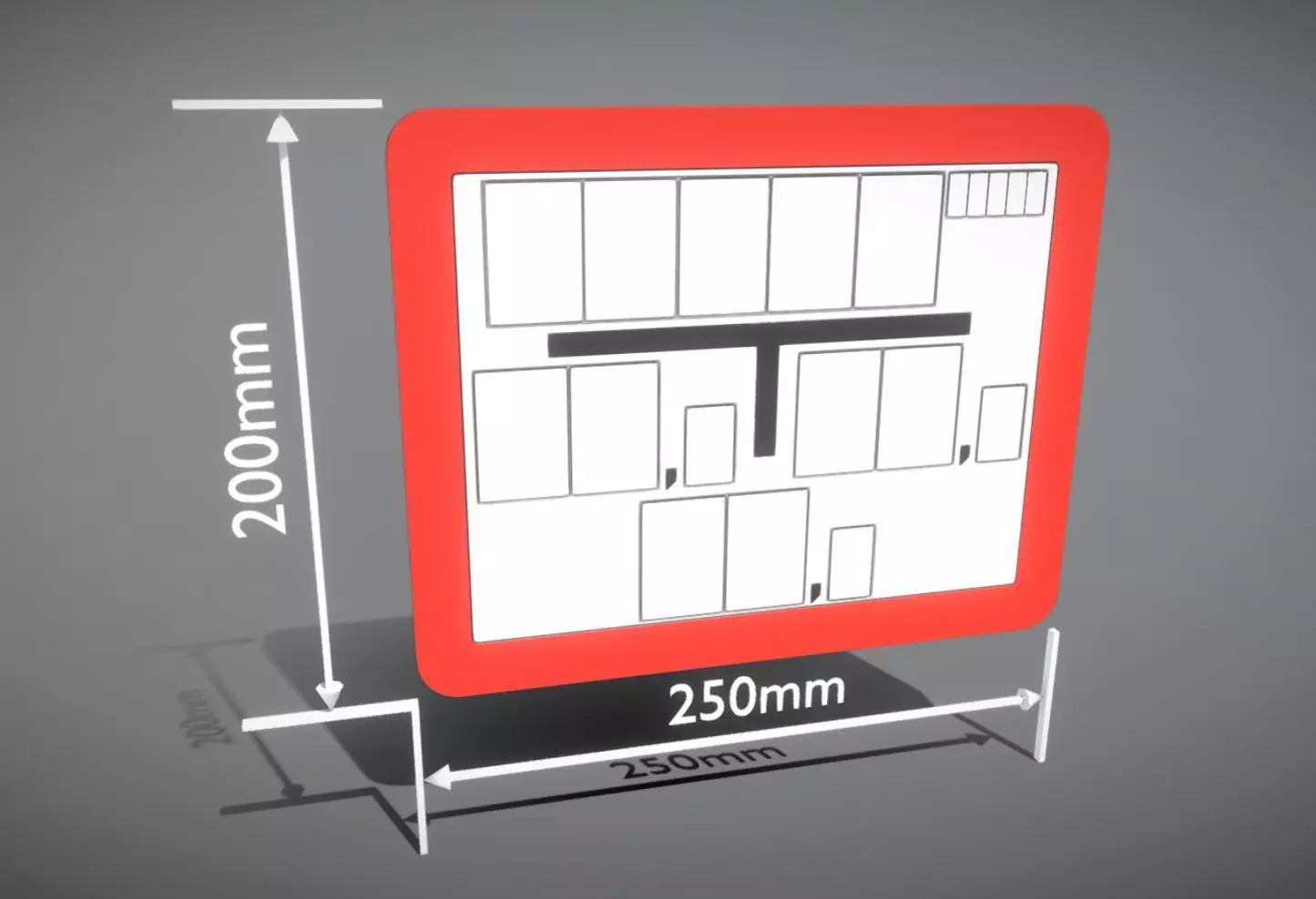 Hinweisschild Hydrant rot 200x250mm Low-poly 3D model_0