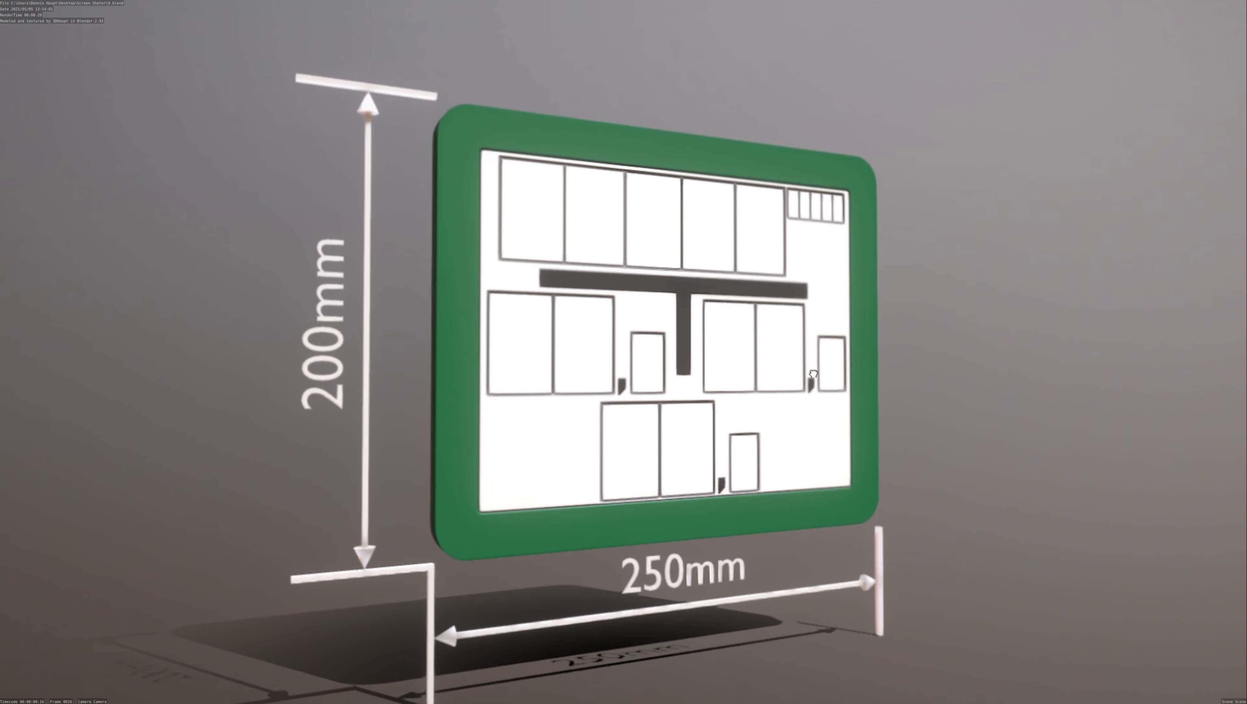 Hinweisschild Hydrant gruen 200x250mm Low-poly 3D model_112