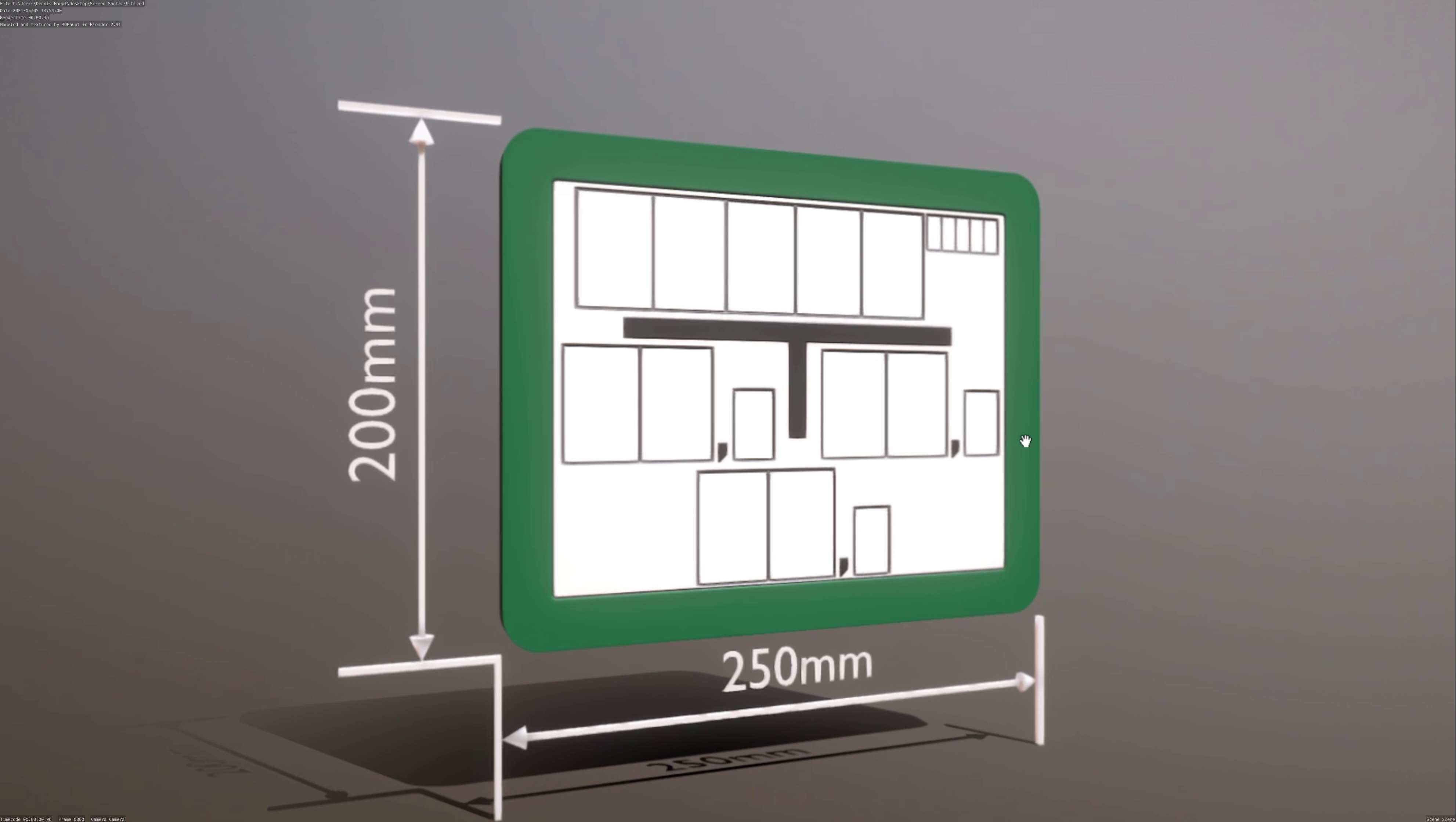 Hinweisschild Hydrant gruen 200x250mm Low-poly 3D model_27