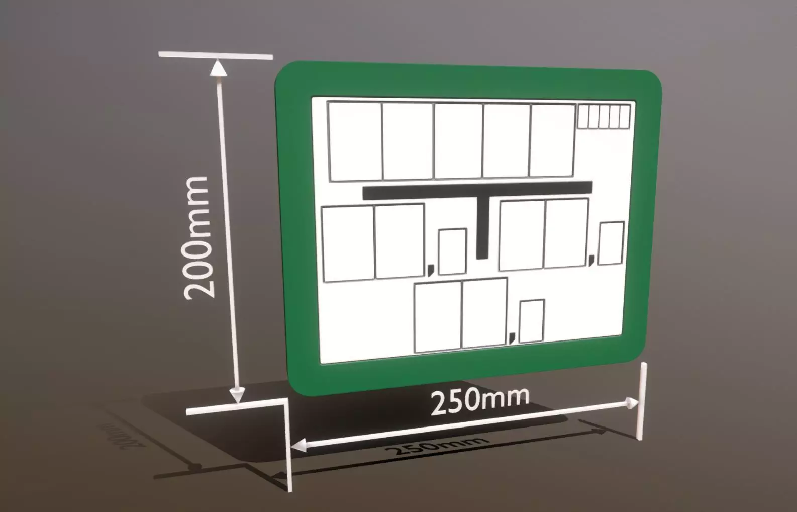 Hinweisschild Hydrant gruen 200x250mm Low-poly 3D model_0