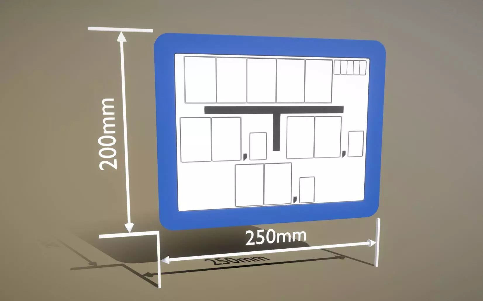 Hinweisschild Hydrant blau 200x250mm Low-poly 3D model_0