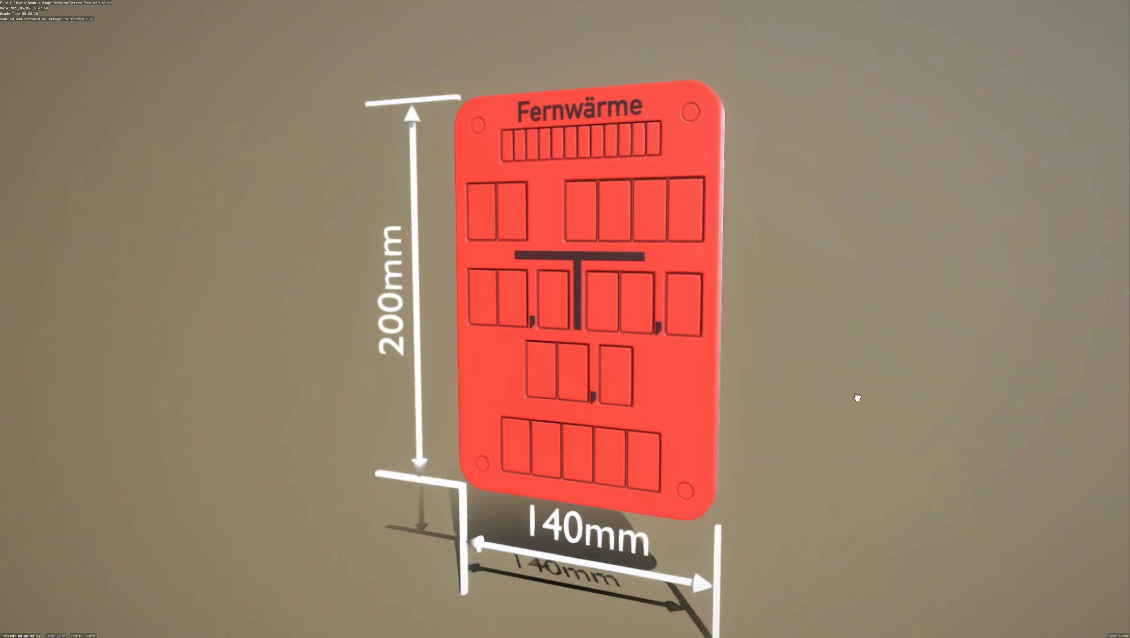 Hinweisschild Fernwaerme 200x140mm Low-poly 3D model_83