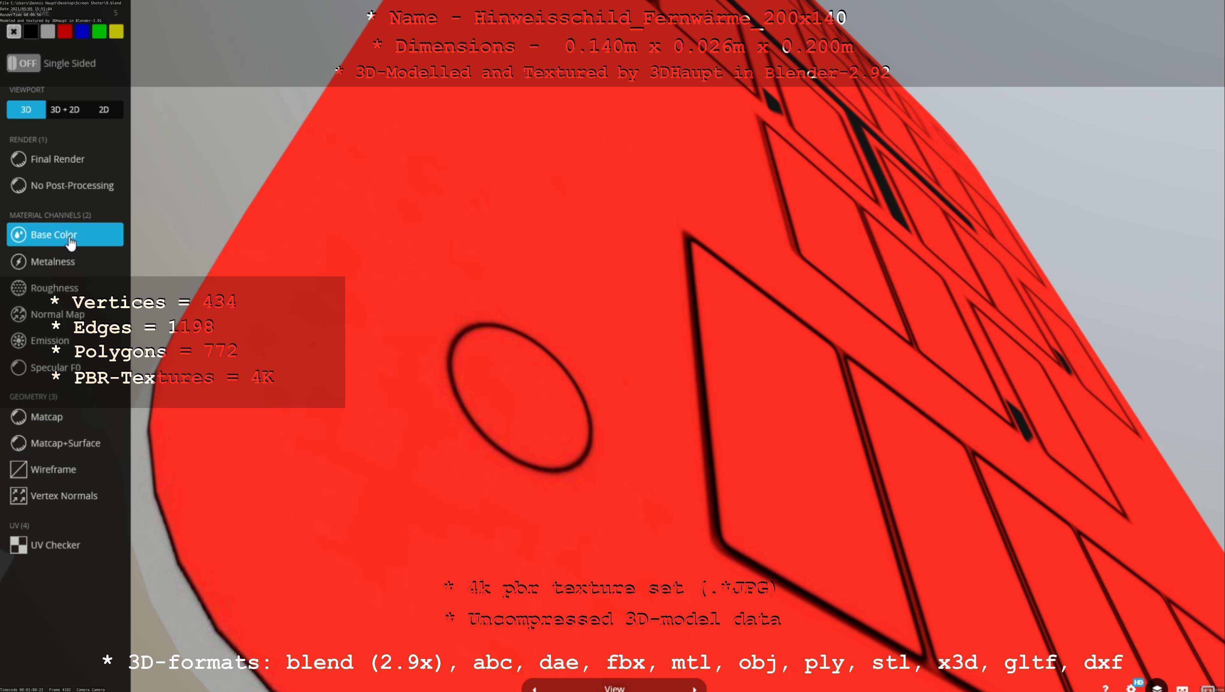 Hinweisschild Fernwaerme 200x140mm Low-poly 3D model_66