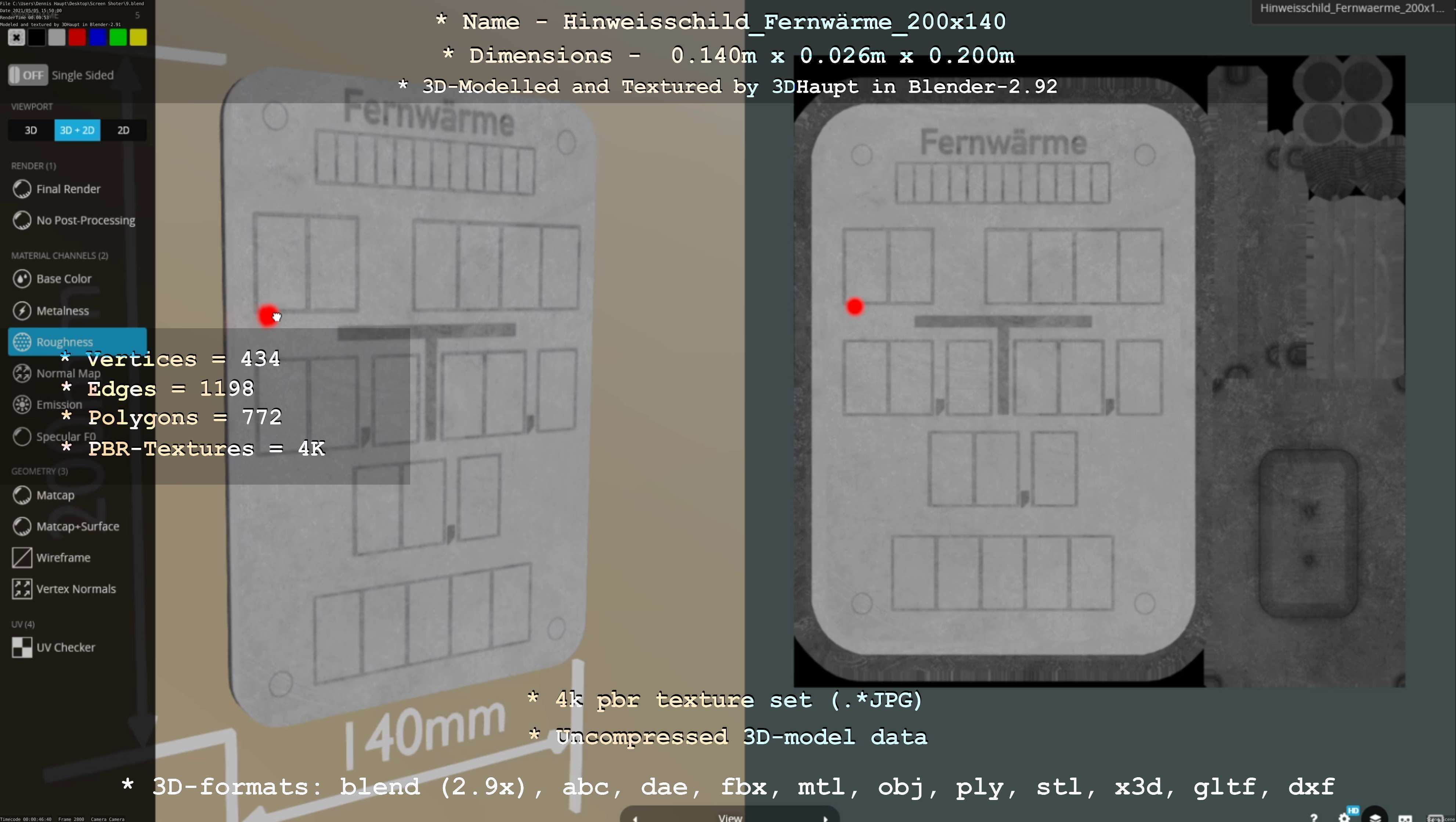 Hinweisschild Fernwaerme 200x140mm Low-poly 3D model_131