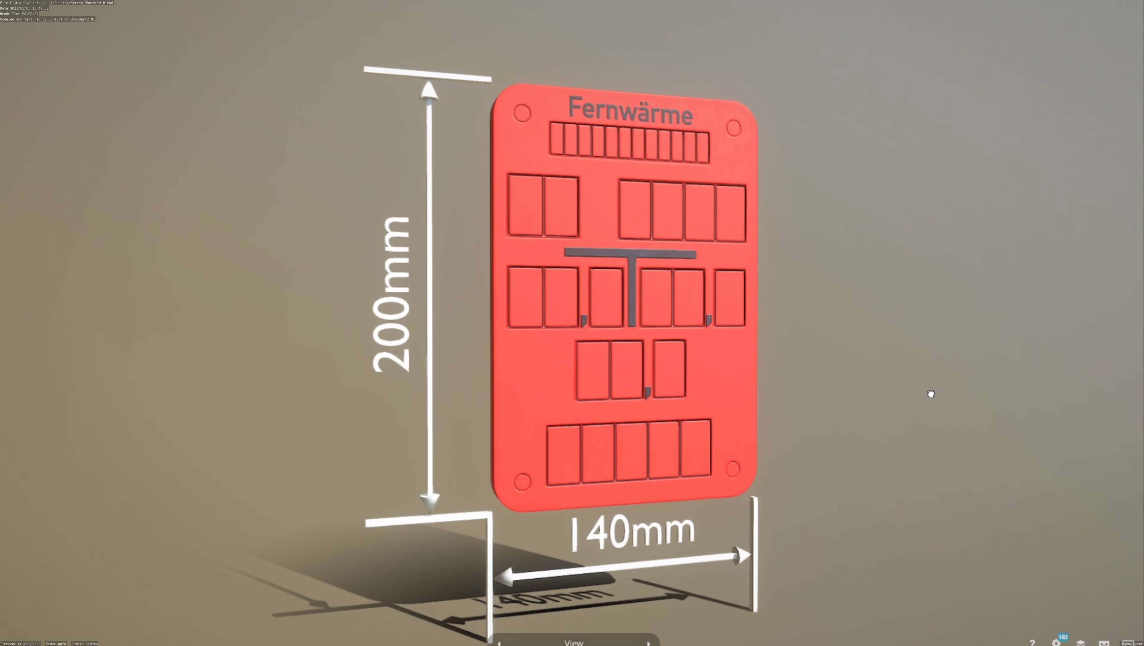 Hinweisschild Fernwaerme 200x140mm Low-poly 3D model_85