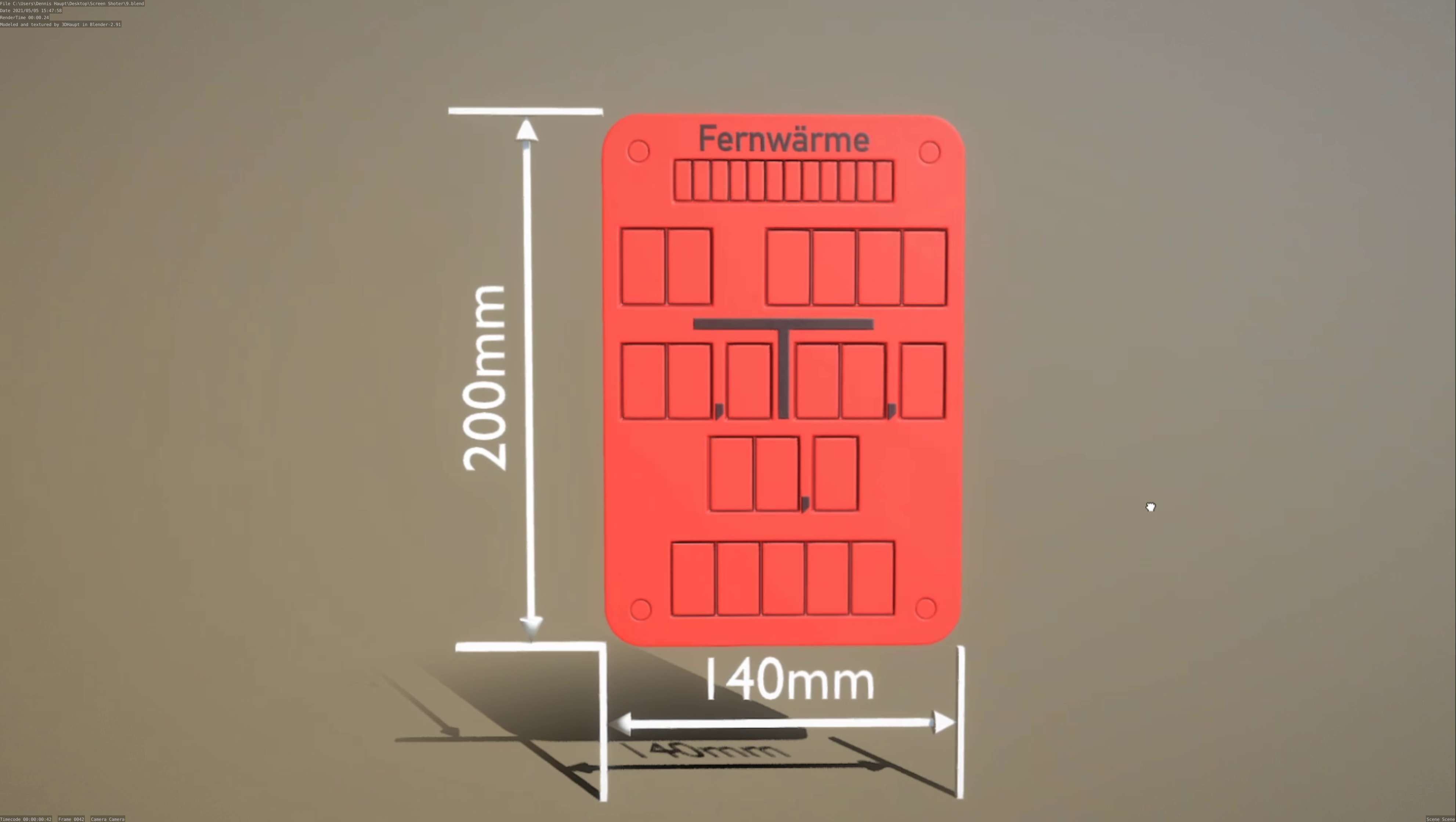 Hinweisschild Fernwaerme 200x140mm Low-poly 3D model_86