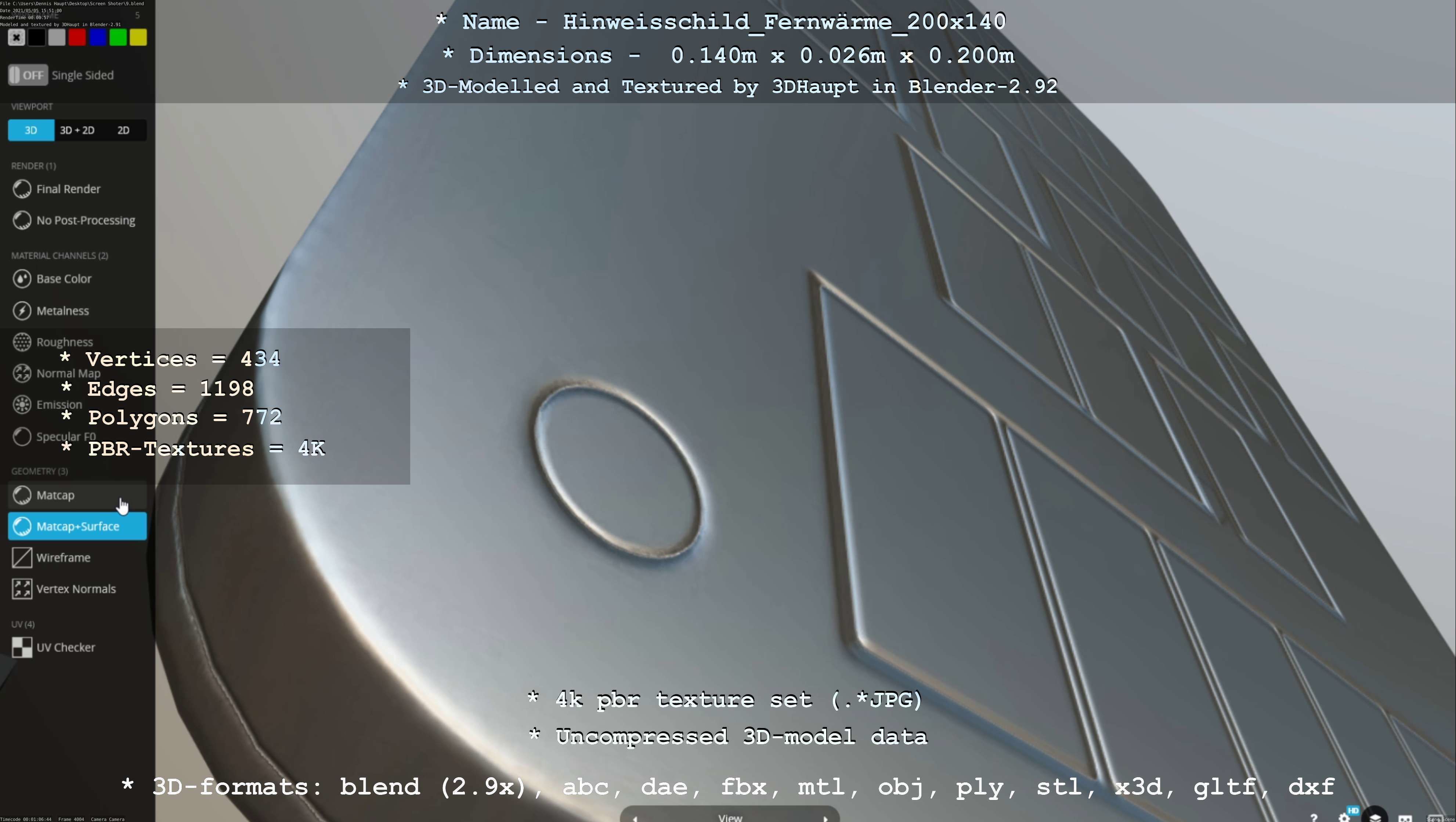 Hinweisschild Fernwaerme 200x140mm Low-poly 3D model_29