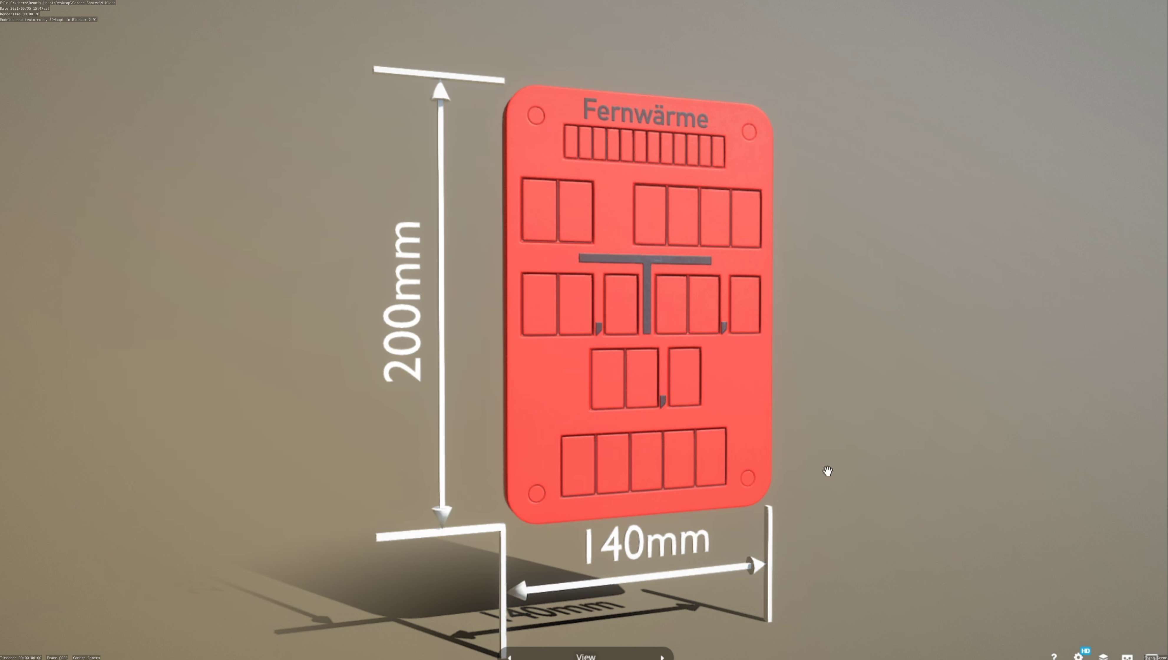 Hinweisschild Fernwaerme 200x140mm Low-poly 3D model_78