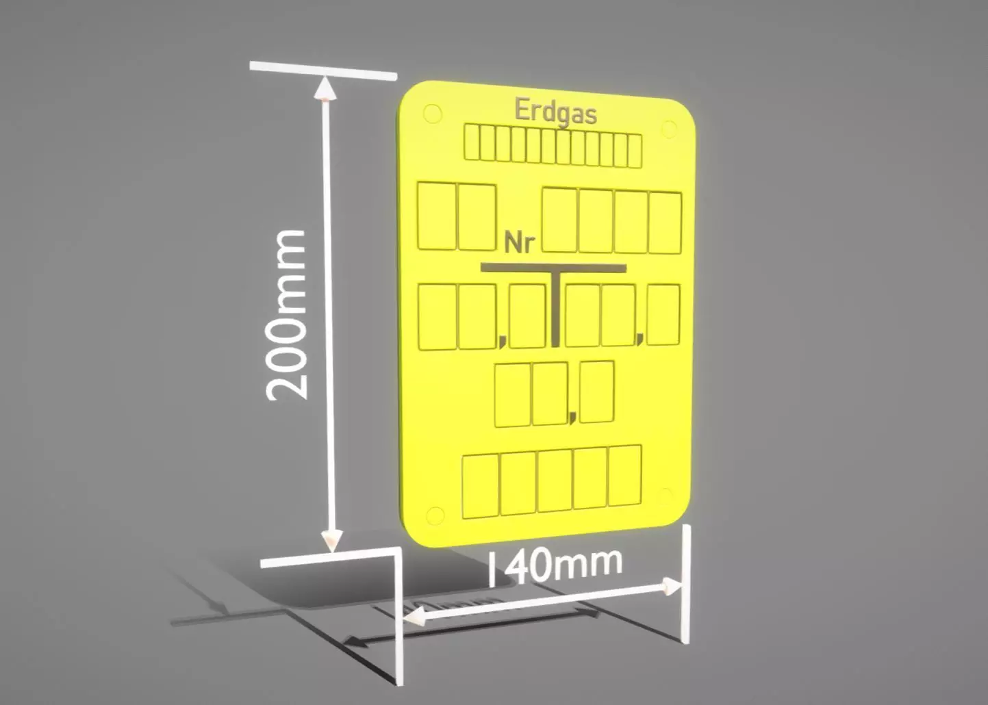 Hinweisschild Erdgas 200x140mm Low-poly 3D model_0