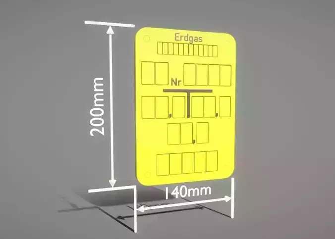 Hinweisschild Erdgas 200x140mm Low-poly 3D model