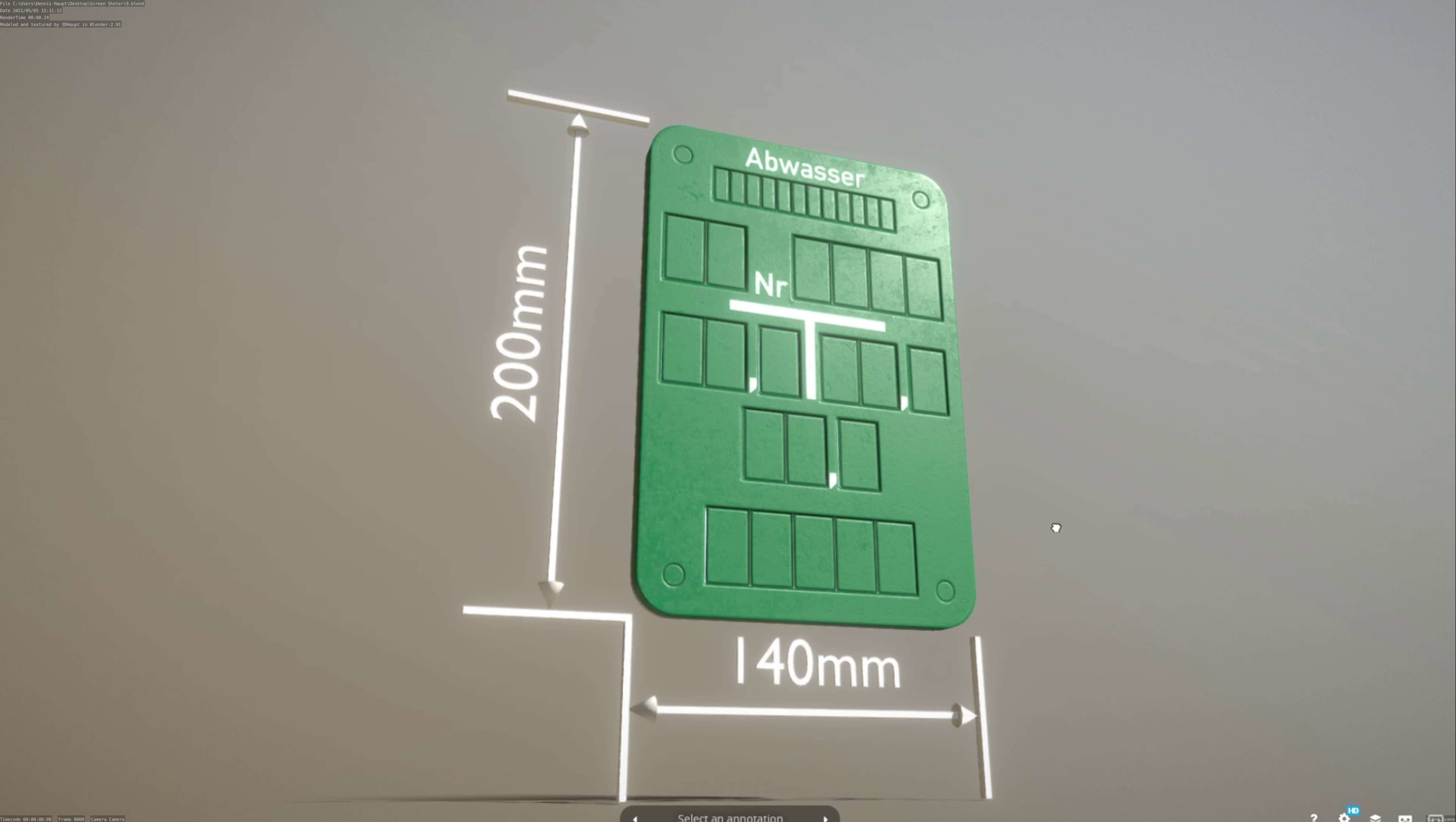 Hinweisschild Abwasser 200x140mm Low-poly 3D model_25