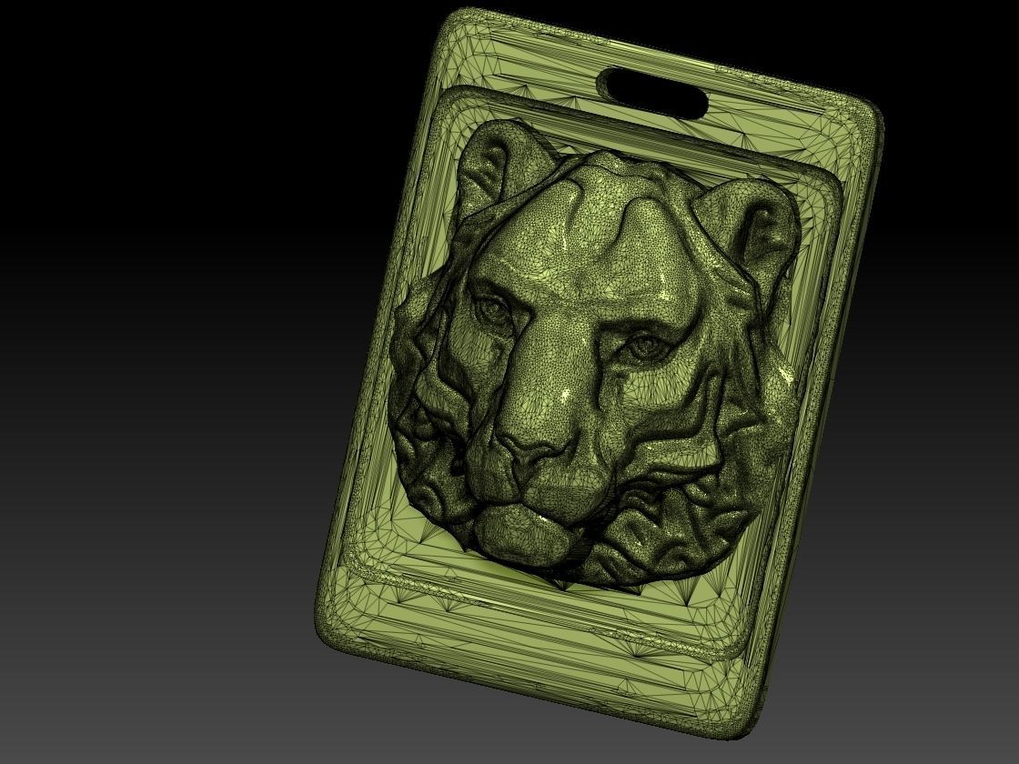 Animal Cat Tiger Lion Puma Pendant Sqr 3D print model_4