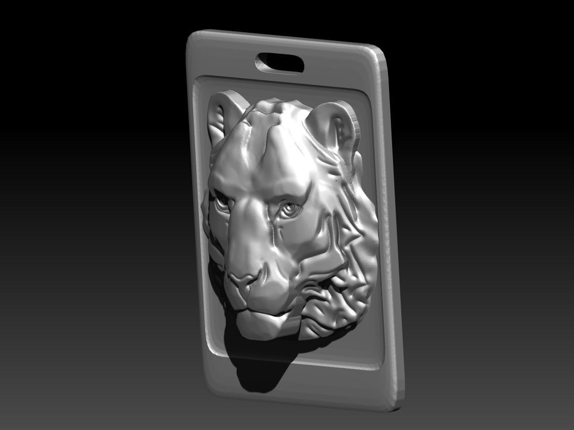 Animal Cat Tiger Lion Puma Pendant Sqr 3D print model_1