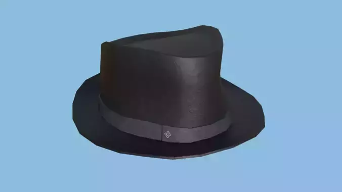 Black Leather Trilby Hat - Character Design Fashion Low-poly 3D model