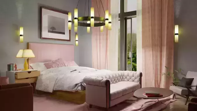 blender interior scene packed with furniture