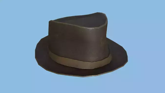 Rust Leather Trilby Hat - Character Design Fashion Low-poly 3D model