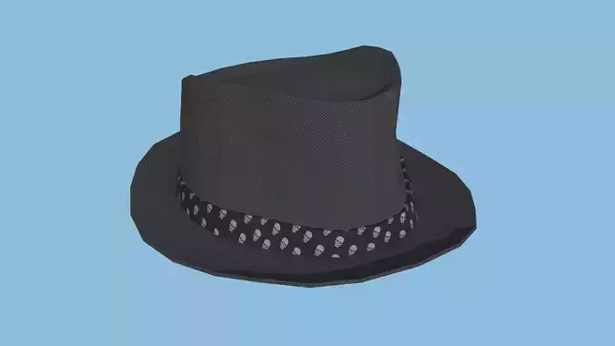 Black Skull Trilby Hat - Character Design Fashion Low-poly 3D model