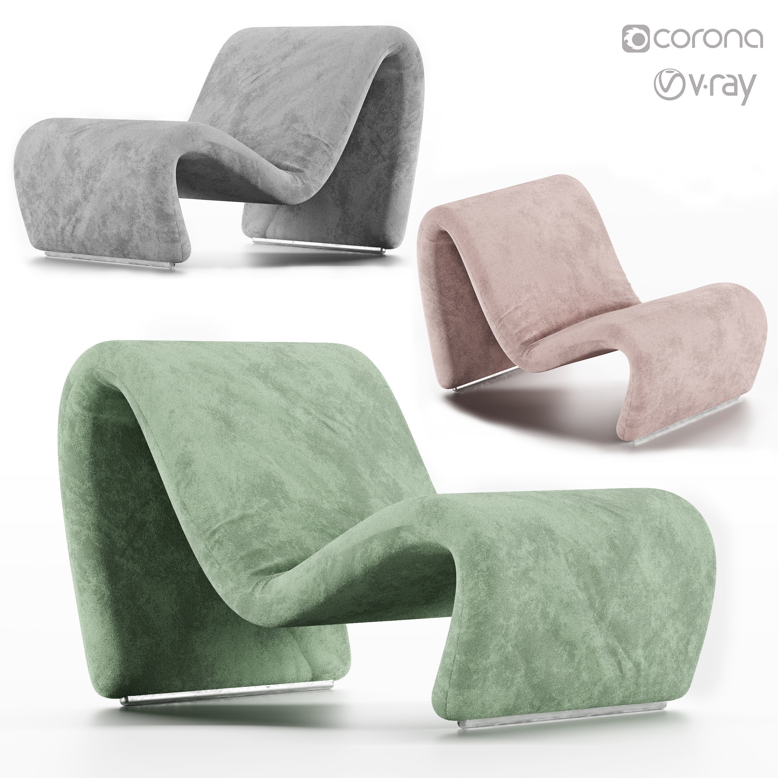 Onde Chair 1972 Etienne Fermigier 3D model_5