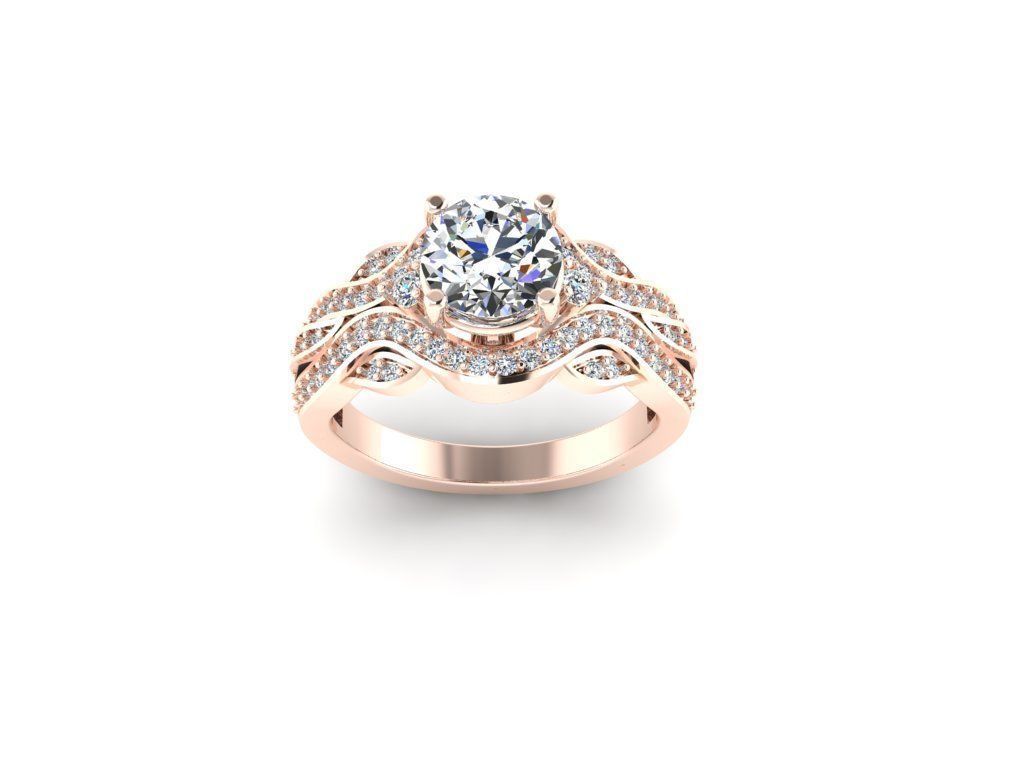 Diamond Jewelry Engagment Ring 3D print model_4