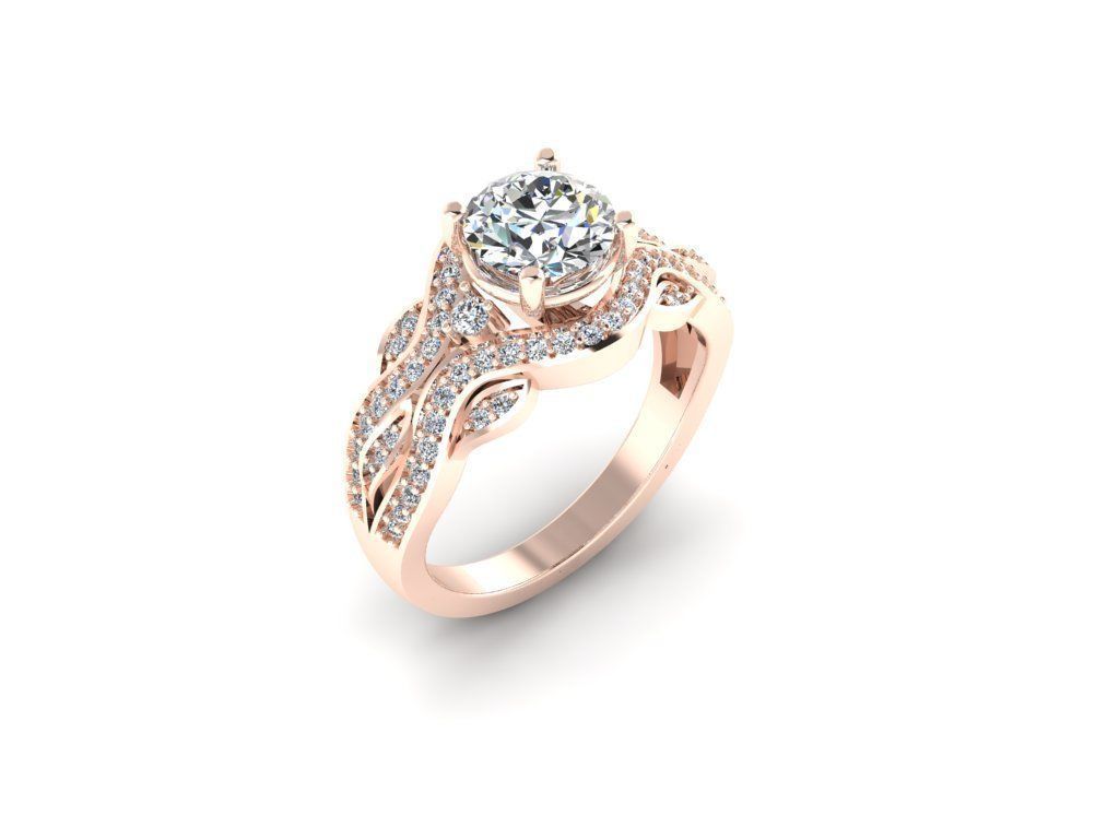 Diamond Jewelry Engagment Ring 3D print model_1