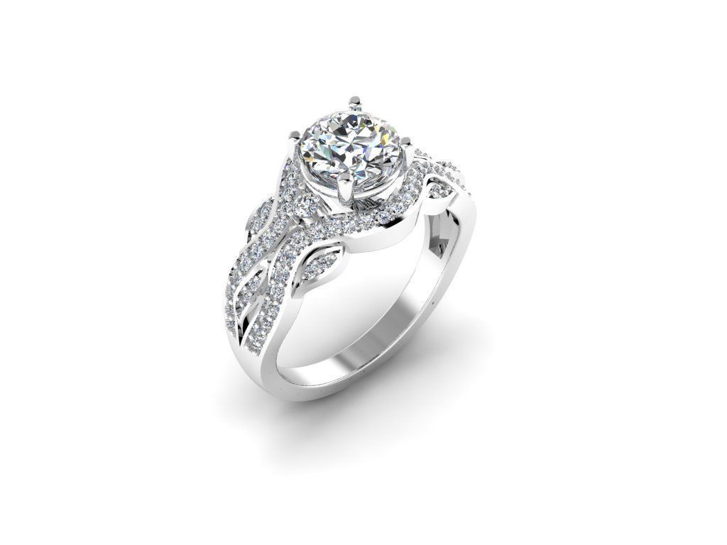 Diamond Jewelry Engagment Ring 3D print model_8