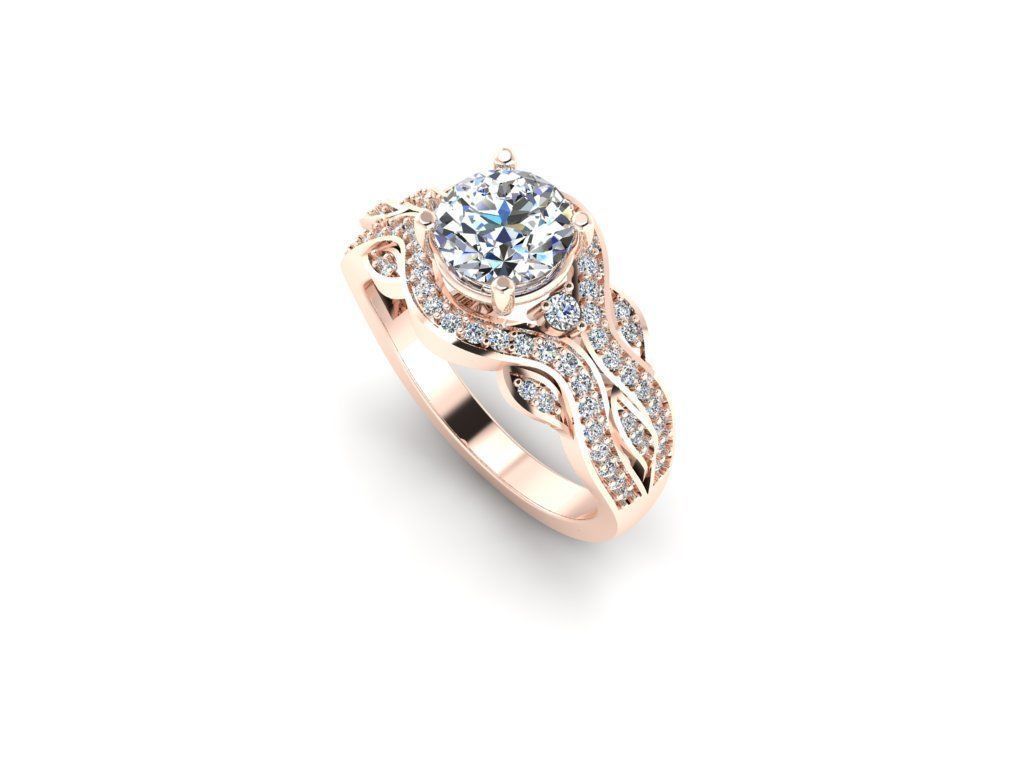 Diamond Jewelry Engagment Ring 3D print model_6