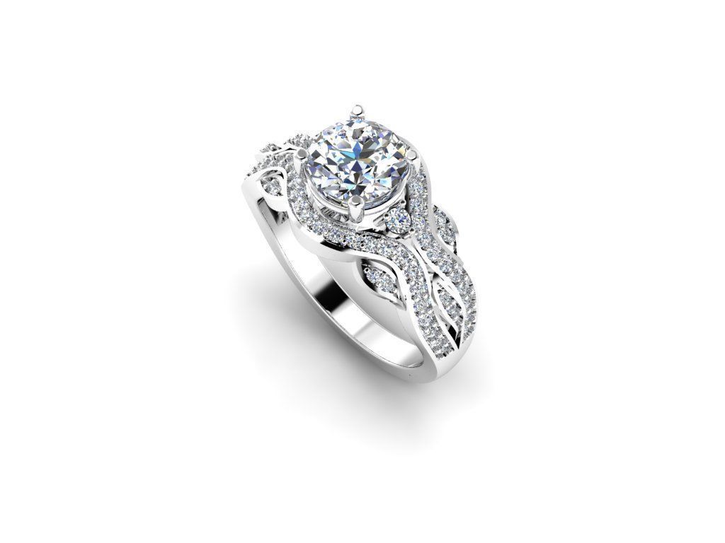 Diamond Jewelry Engagment Ring 3D print model_9
