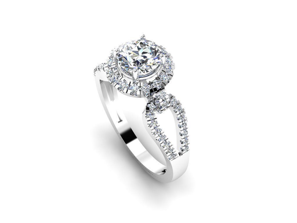 Diamond Jewelry Engagment Ring 3D print model_2