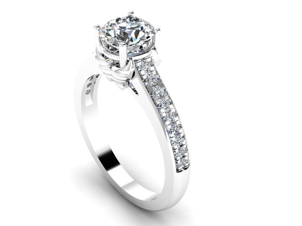 Diamond Jewelry Engagment Ring 3D print model_2