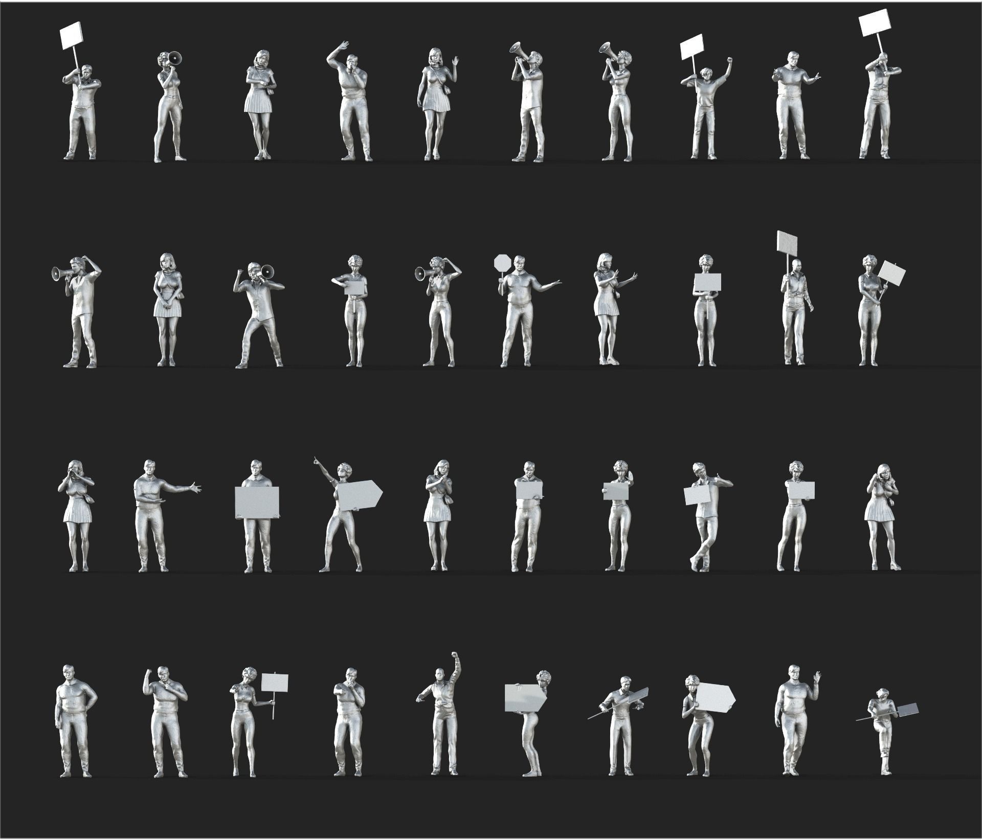 People Crowd Set-06 113  Low-poly 3D model_4