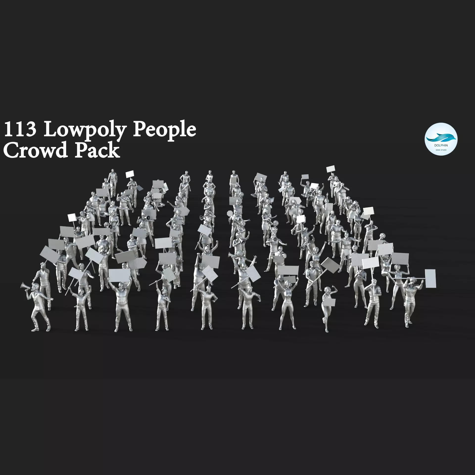 People Crowd Set-06 113  Low-poly 3D model_0