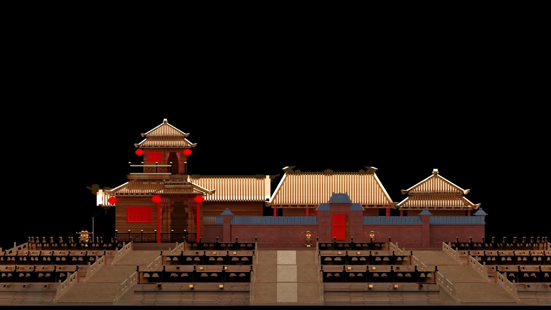 Chinese ancient courtyard house 3D model_3
