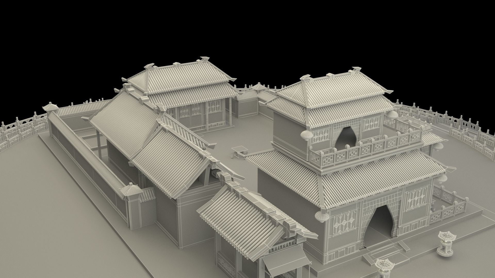 Chinese ancient courtyard house 3D model_9
