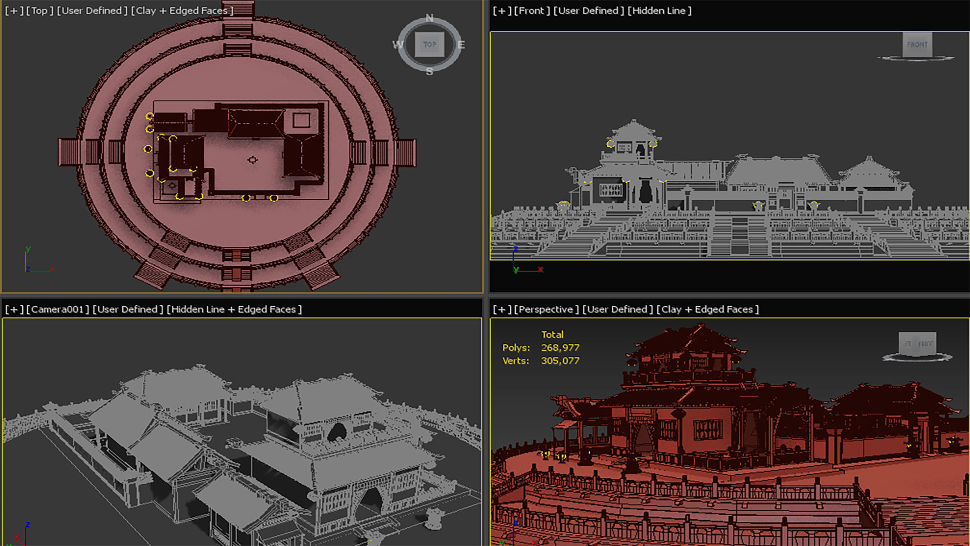 Chinese ancient courtyard house 3D model_1
