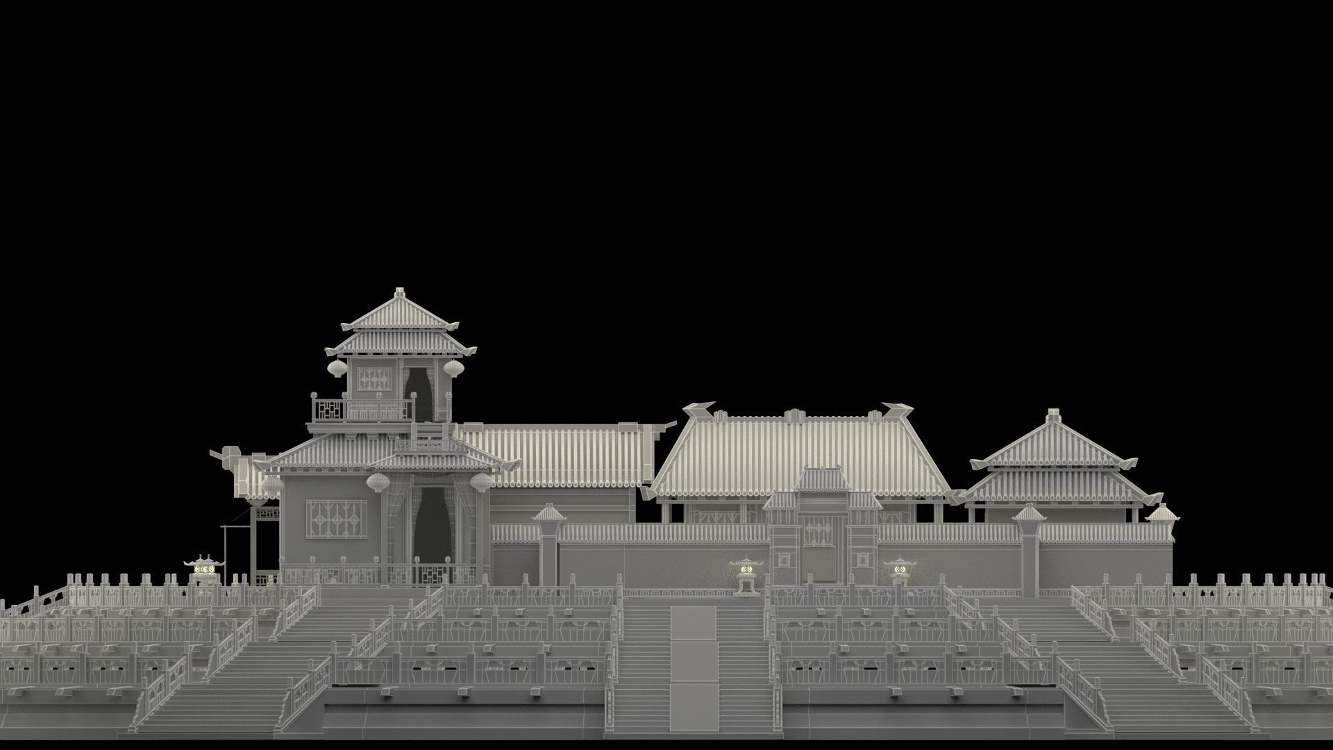 Chinese ancient courtyard house 3D model_7