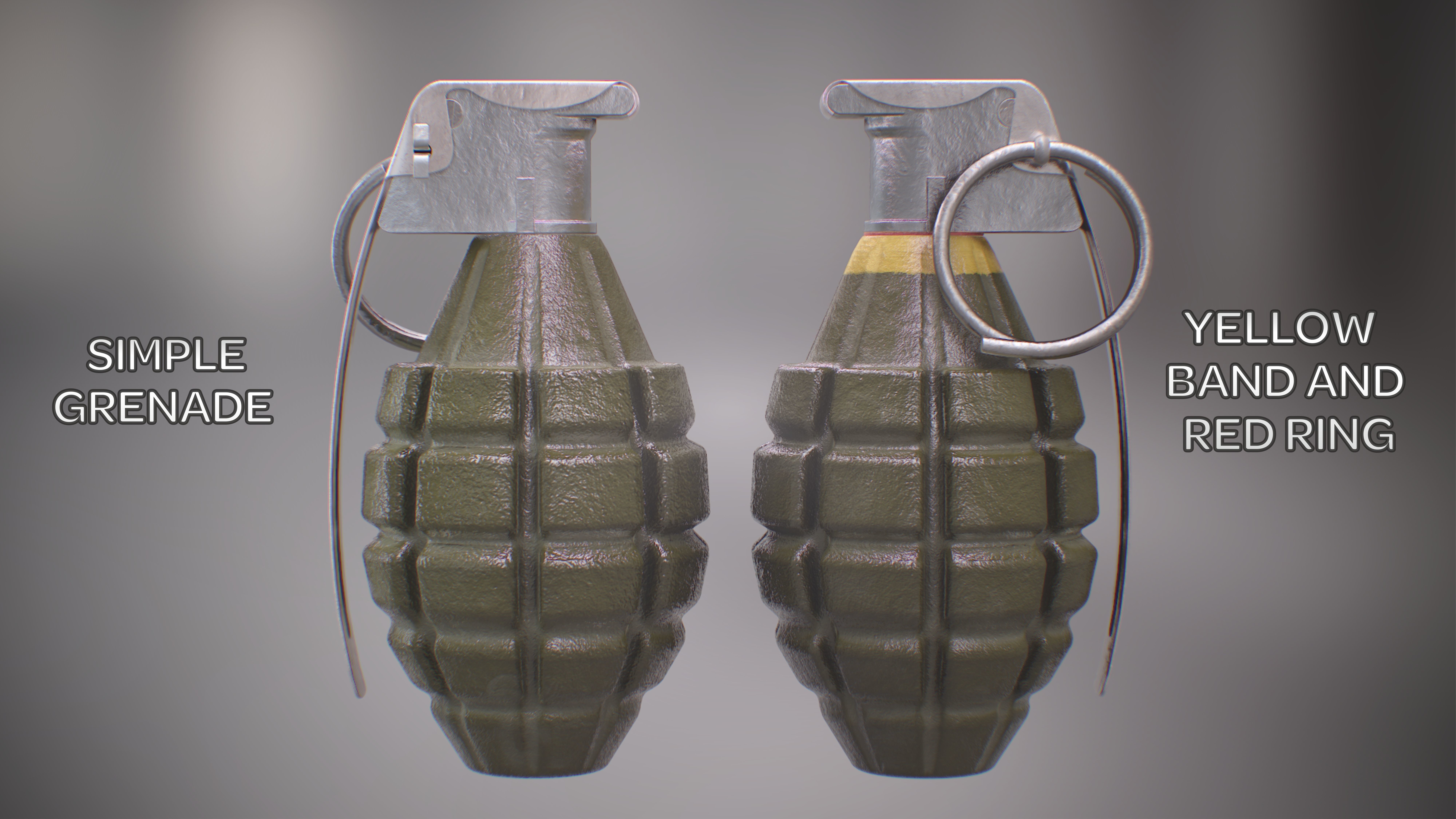 MK2 and MK2A1 Pineapple Grenade Newly Made WW2 Pack - MID POLY 3D model_1