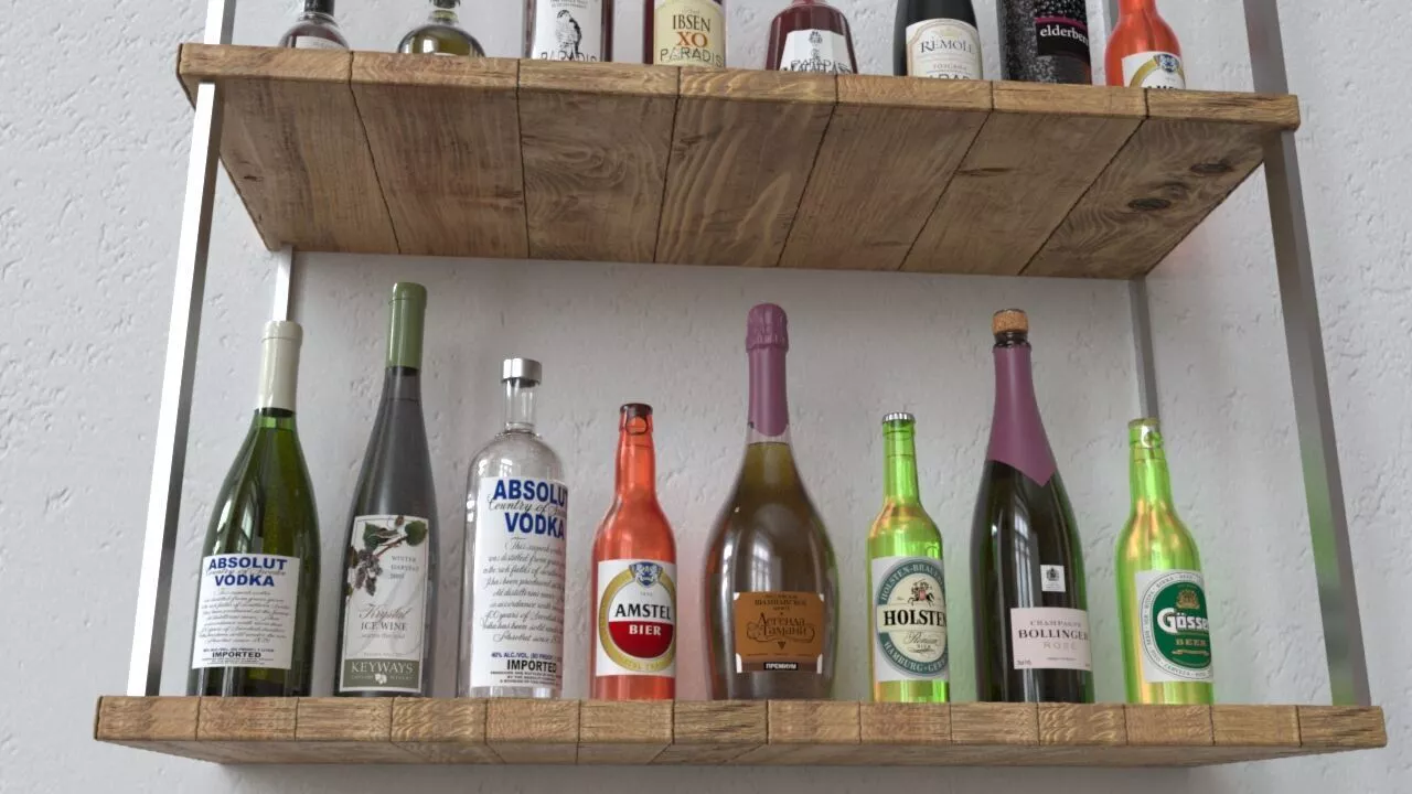 Bottles Glass Low-poly 3D model Low-poly 3D model