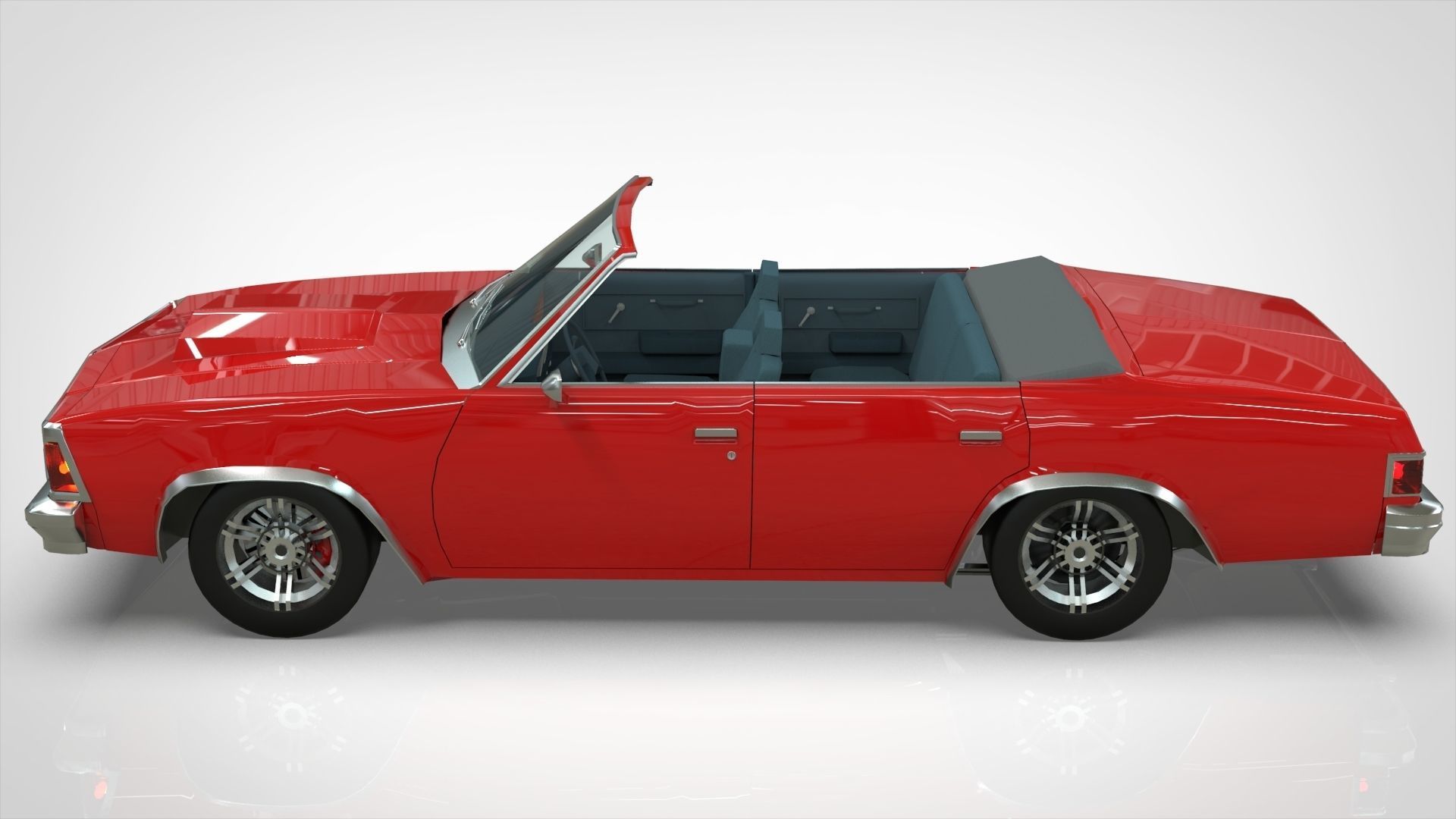 Malibu cabriolet 1981 LowPoly Low-poly 3D model_2