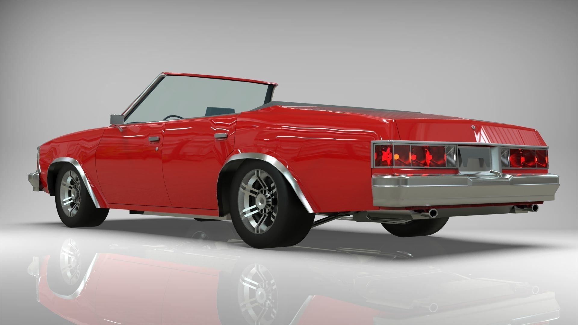 Malibu cabriolet 1981 LowPoly Low-poly 3D model_3