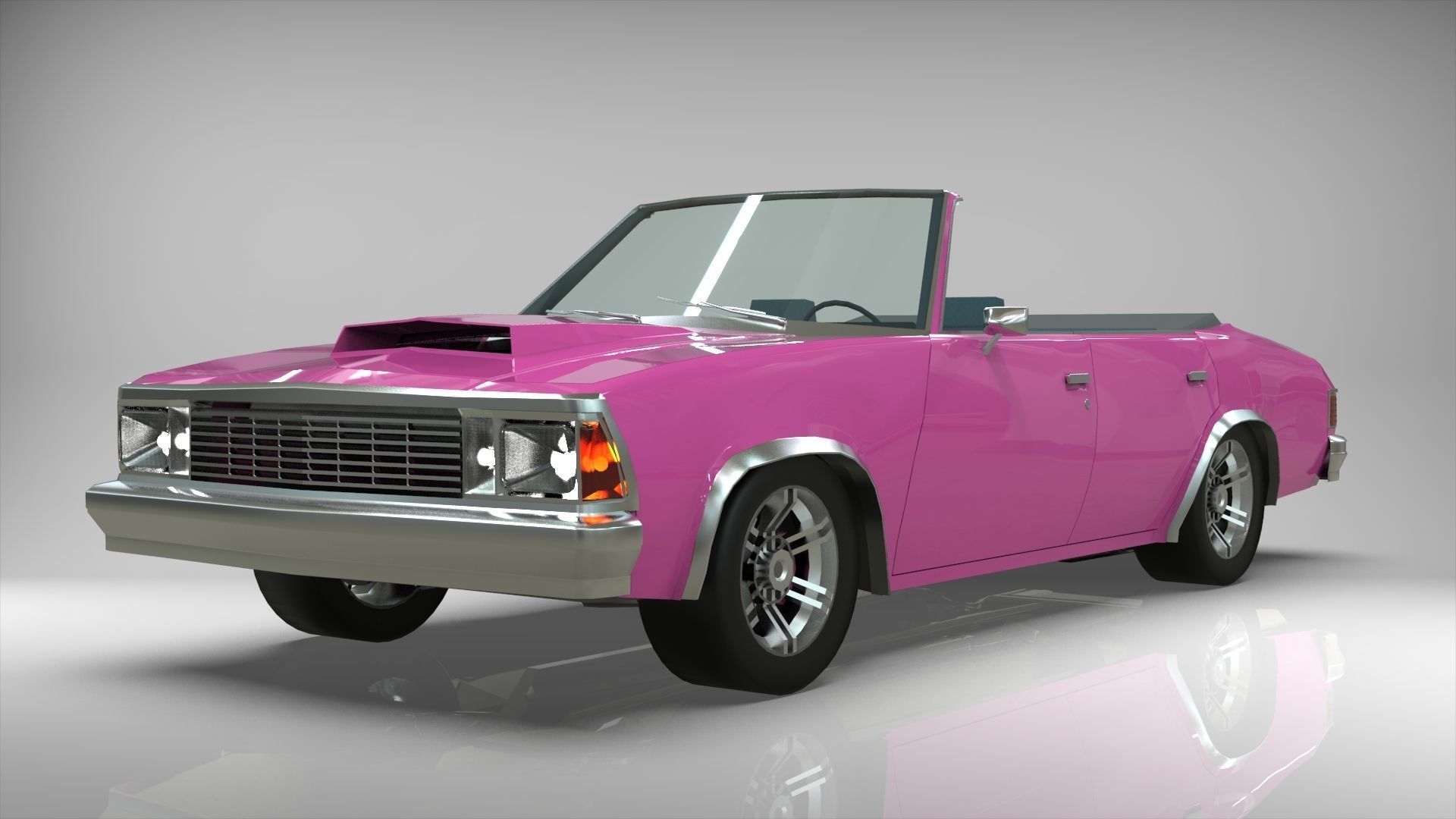 Malibu cabriolet 1981 LowPoly Low-poly 3D model_7