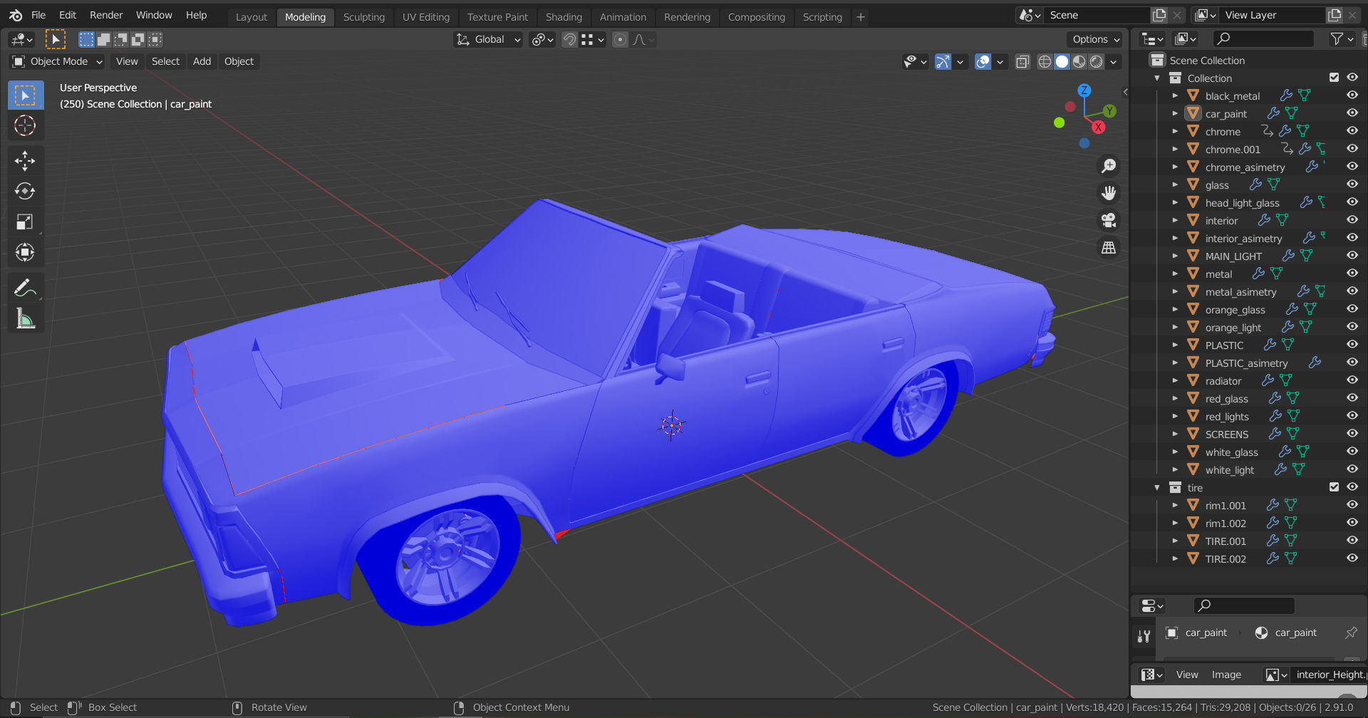 Malibu cabriolet 1981 LowPoly Low-poly 3D model_19