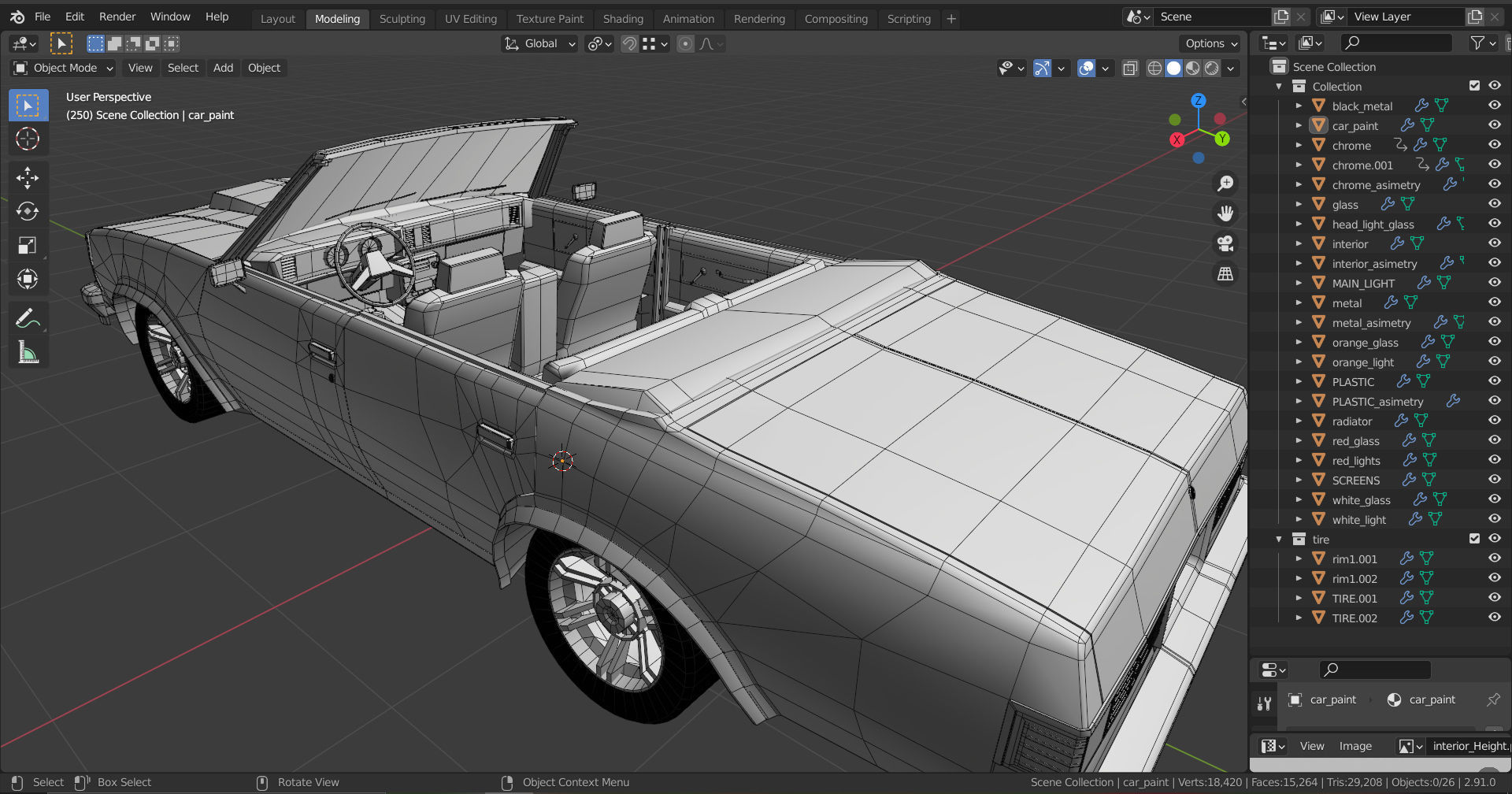 Malibu cabriolet 1981 LowPoly Low-poly 3D model_14