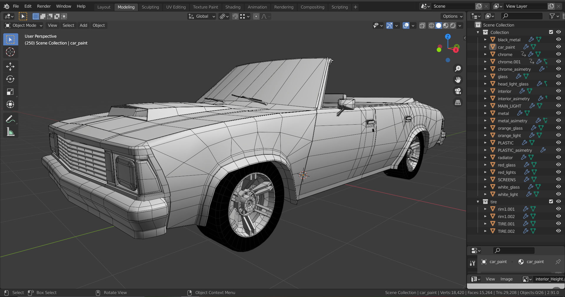 Malibu cabriolet 1981 LowPoly Low-poly 3D model_9