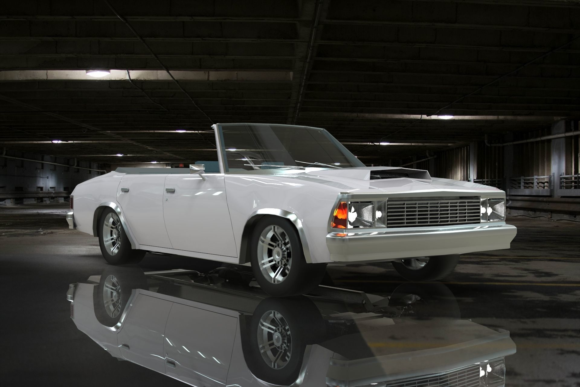 Malibu cabriolet 1981 LowPoly Low-poly 3D model_8