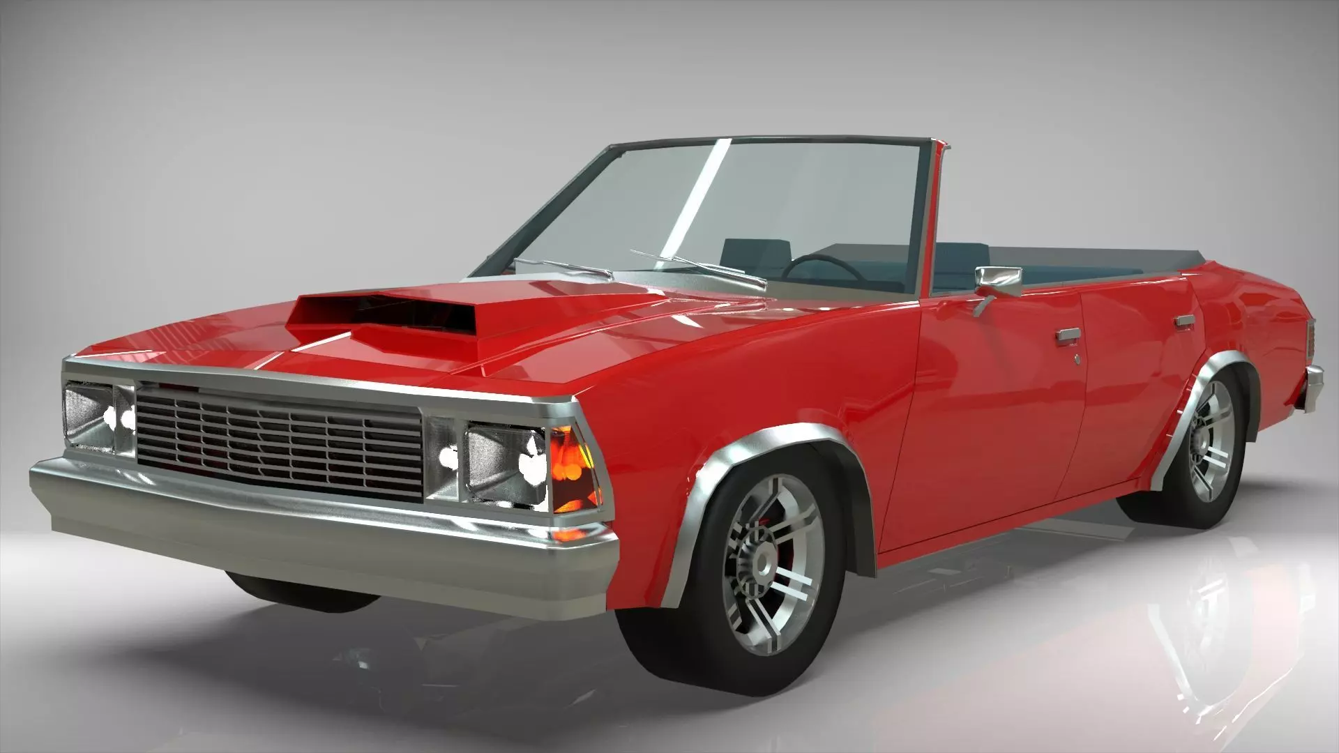 Malibu cabriolet 1981 LowPoly Low-poly 3D model_0