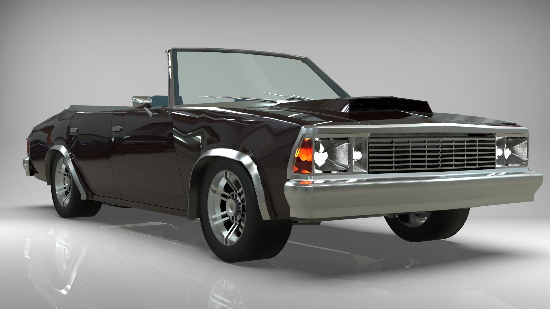Malibu cabriolet 1981 LowPoly Low-poly 3D model_5