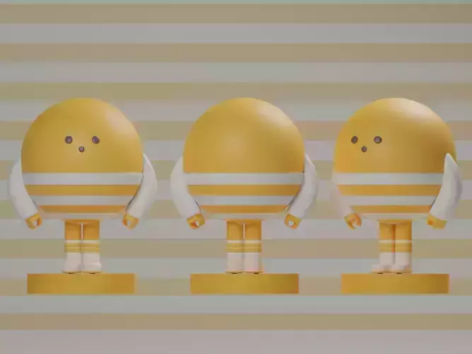 low poly egg  character  3D model Low-poly 3D model