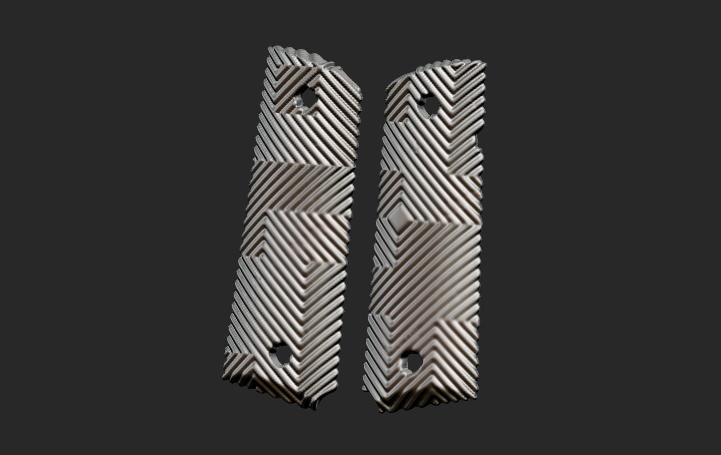 1911 Ribbed grips 3D print model_1