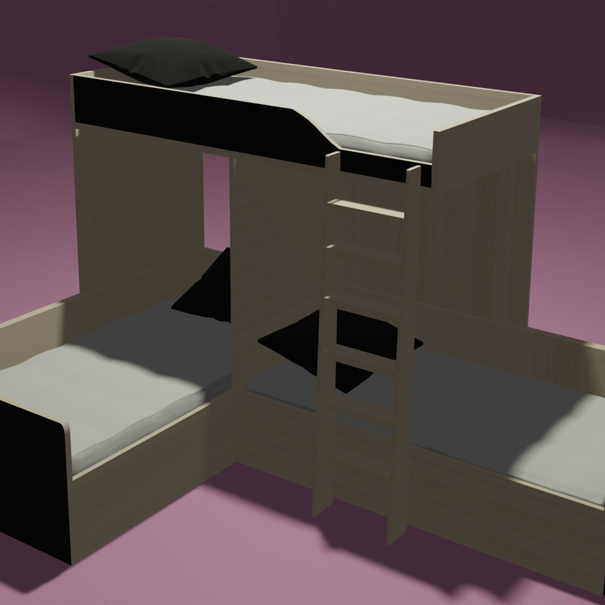 two-storey bed Low-poly 3D model_6