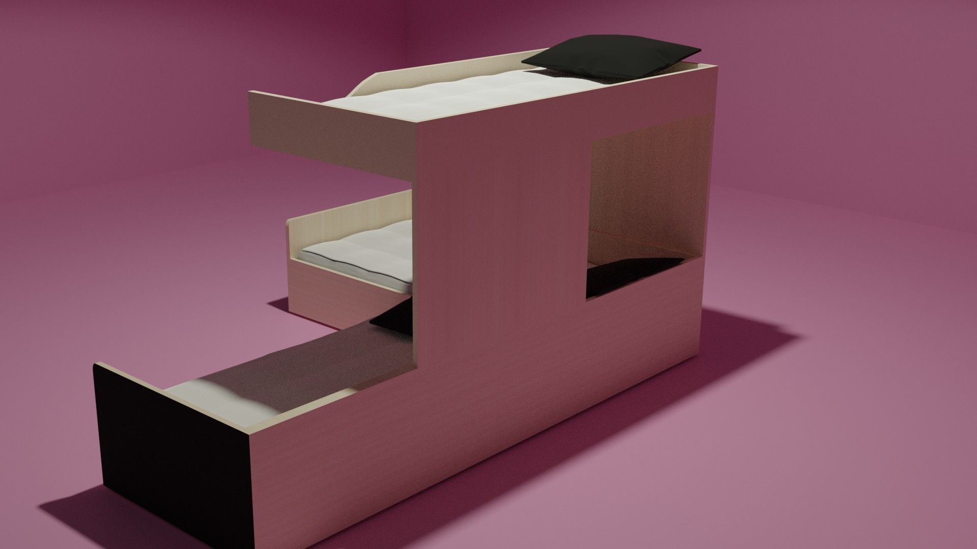 two-storey bed Low-poly 3D model_3